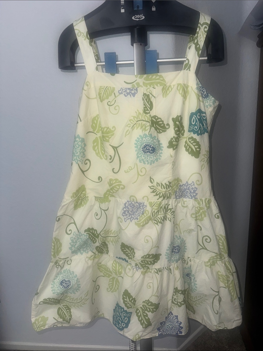 Danny & Nicole Cream Floral Tiered Sundress with Blue & Green Prints